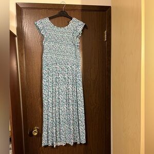 a new day Blue and White Floral Midi Dress